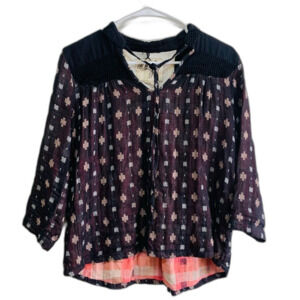 Ace & Jig Black and Orange Constance Double Gauze top size xs